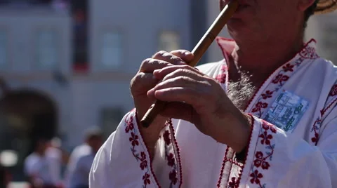 Traditional Wood Flute Singer Stock Footage 46128341