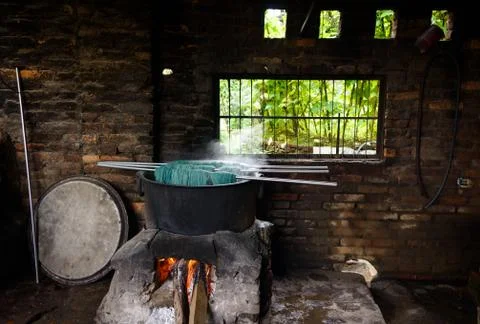 Traditional wool dying Stock Photos