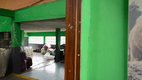 Traditional Wool Textile Factory Processing Yarn and Fiber Production_7.mov Stock Footage 334402459