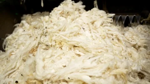 Traditional Wool Textile Factory Processing Yarn and Fiber Production_9.mov Stock Footage 334402464