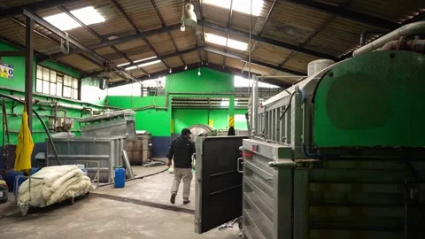 Traditional Wool Textile Factory Processing Yarn and Fiber Production_18.mov Stock Footage 334402616
