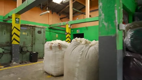 Traditional Wool Textile Factory Processing Yarn and Fiber Production_16.mov Stock Footage 334402665