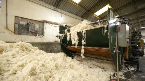 Traditional Wool Textile Factory Processing Yarn and Fiber Production_21.mov Stock Footage 334402710