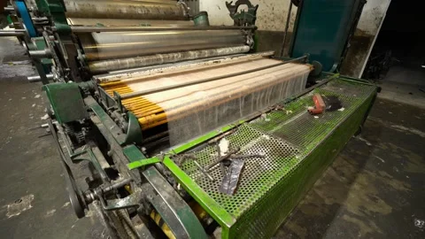 Traditional Wool Textile Factory Processing Yarn and Fiber Production_25.mov Stock Footage 334402810
