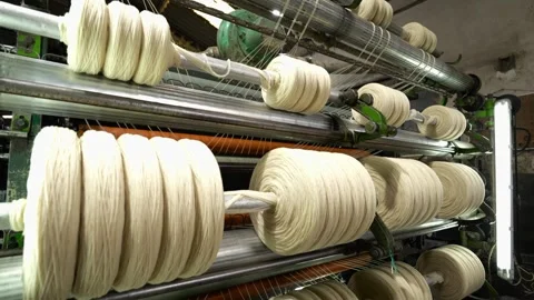 Traditional Wool Textile Factory Processing Yarn and Fiber Production_28.mov Stock Footage 334402878