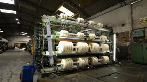 Traditional Wool Textile Factory Processing Yarn and Fiber Production_27.mov Stock Footage 334402880