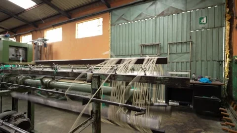 Traditional Wool Textile Factory Processing Yarn and Fiber Production_37.mov Stock Footage 334403236