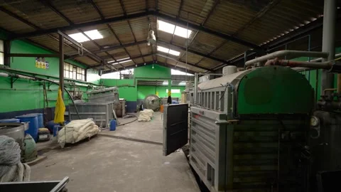Traditional Wool Textile Factory Processing Yarn and Fiber Production_45.mov Stock Footage 334403502