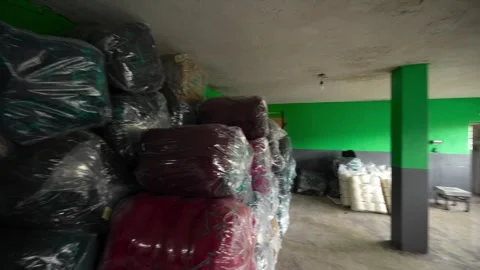 Traditional Wool Textile Factory Processing Yarn and Fiber Production_47.mov Stock Footage 334403615