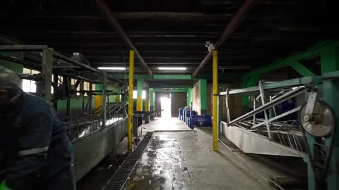 Traditional Wool Textile Factory Processing Yarn and Fiber Production_48.mov Stock Footage 334403669