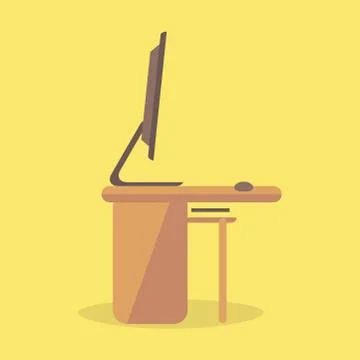 Traditional Workspace with Computer Illustration Stock Illustration