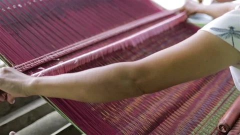 Traditional woven fabric from North Sumatera, Traditional weaving from Batak  Stock Footage