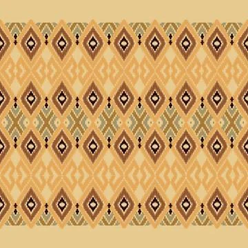 Traditional woven textile with geometric patterns on beige background イラスト素材