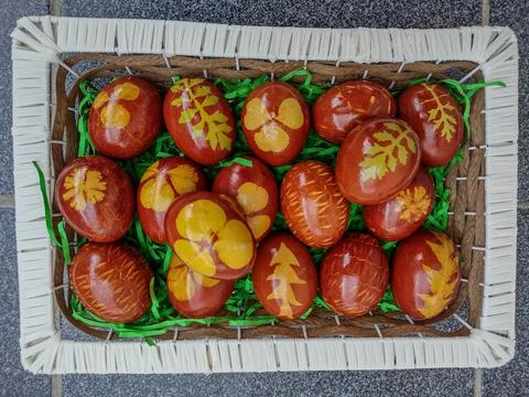 Traditionally painted Easter eggs - in Maramures, Romania Stockfoto's