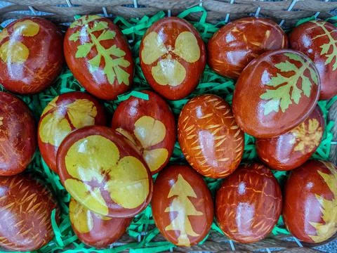 Traditionally painted Easter eggs - in Maramures, Romania Foto stock