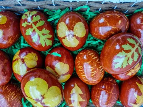 Traditionally painted Easter eggs - in Maramures, Romania 스톡 사진