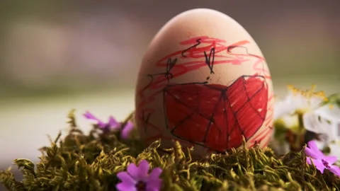 Traditions of celebrating Catholic Easter. Festive Easter eggs, Stock Footage 146996824