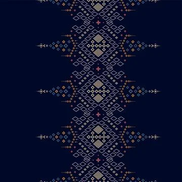 Traditonal Cross stitch Idian clothes pattern, nature vintages cross stitch.. Stock Illustration