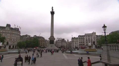 Trafalgar Square and Nelson's Column, London Stock Footage 39228221