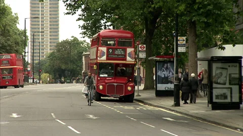 Trafalgar Square bound double decker bus Stock Footage 36670719