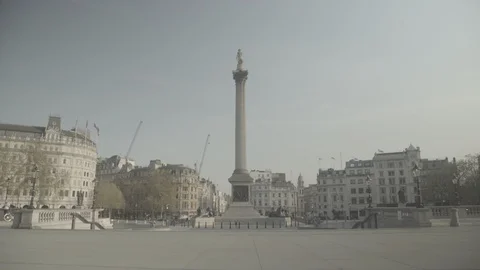 Trafalgar Square during Coronavirus Lockdown - London (4K SLOG2) Stock Footage 128380359
