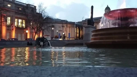 Trafalgar square during rainy evening. Stock Footage 73446591