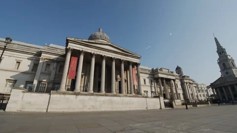 Trafalgar Square on Lockdown without tourists Stock Footage 127690390