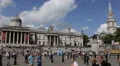 Trafalgar Square London Public Space Popular Tourist Attraction Crowded People HD Footage