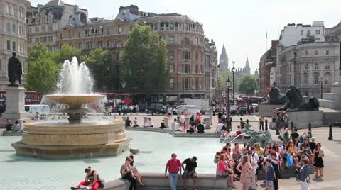 Trafalgar Square looking towards Big Ben Video stock 11126633