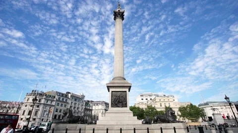 Trafalgar Square, Nelson Column, London Stock Footage 56235541