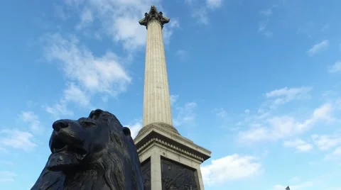 Trafalgar Square - Nelson's Column and Lions Stock Footage 58050842