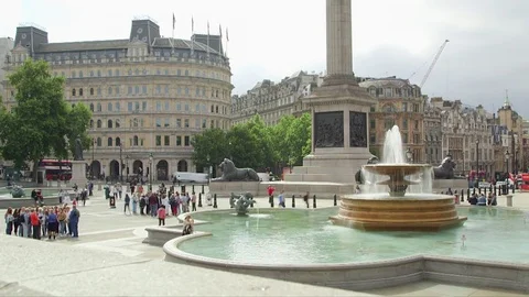 Trafalgar Square Summer 2017 Timelapse with Fountains Stock Footage 78196860