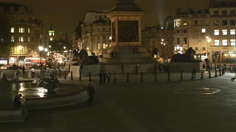 Trafalgar Square Wide Night. Stock Footage