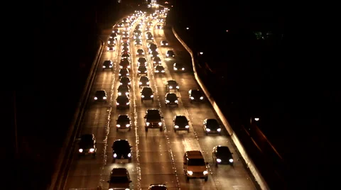 Traffic 16 - Night Real time Stock Footage 5162909