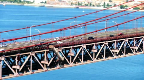 Traffic on the 25 de Abril Bridge in Lisbon Portugal Stock Footage 41223091
