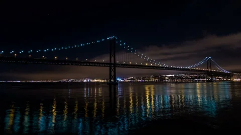 Traffic on the 25 de Abril Bridge in Lisbon Portugal Stock Footage 41574629