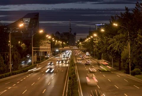 Traffic on 3rd Ring Road in Beijing, China. Stock Photos