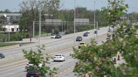 Traffic on a 4 lane highway Stock Footage 50180190