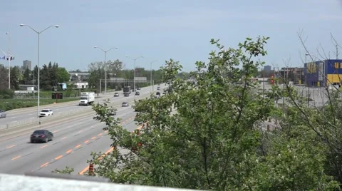 Traffic on a 4 lane highway Stock Footage 50180191