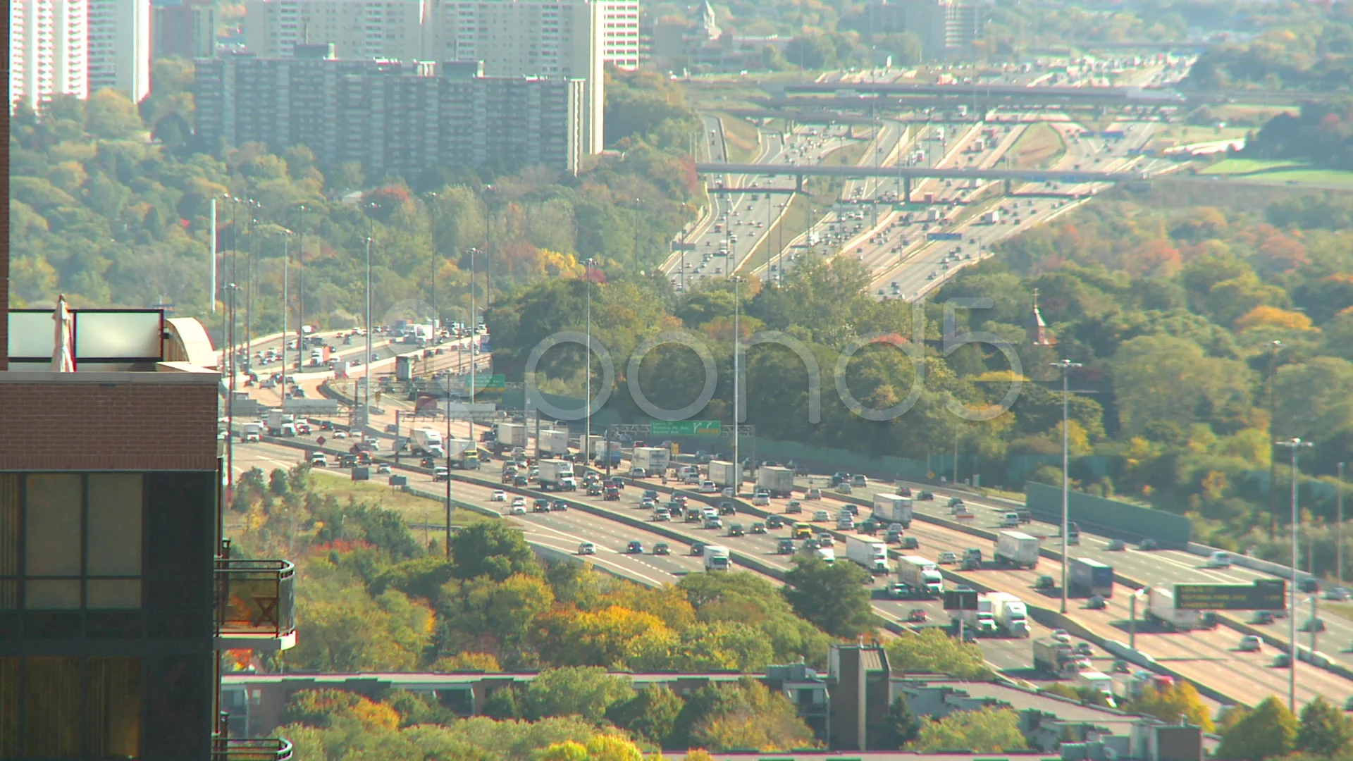 traffic on the 401 highway Macdonald Cartier Freeway Toronto