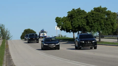Traffic 48th Street Coming Down Off I-95 Overpass Stock Footage 215408937