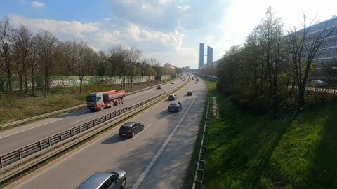 Traffic on A 9 Autobahn in Munich, Germany Stock Footage 152941058