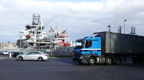 Traffic at Aberdeen Harbour Stock Footage 54935971