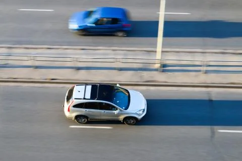 Traffic from above with low shutter speed Stock Photos
