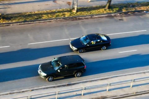 Traffic from above with low shutter speed Stock Photos