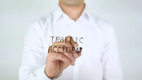 Traffic Accident, Man Writing on Glass Stock Footage