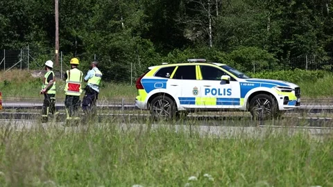 Traffic accident, Midsummer Eve, Ödeshög, Sweden Video stock 278088114