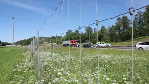 Traffic accident, Midsummer Eve, Ödeshög, Sweden Stock Footage 278088120