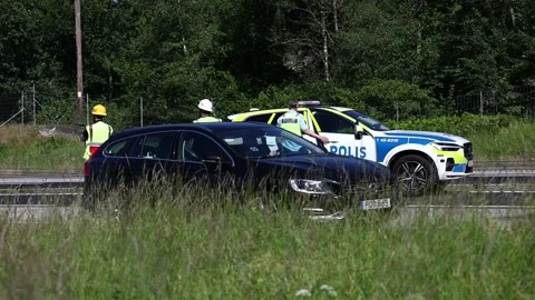 Traffic accident, Midsummer Eve, Ödeshög, Sweden Video stock 278088121