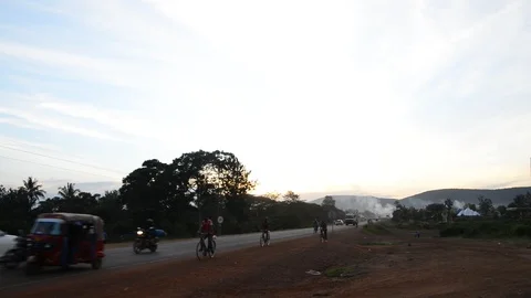 Traffic on african road Video stock 113049228